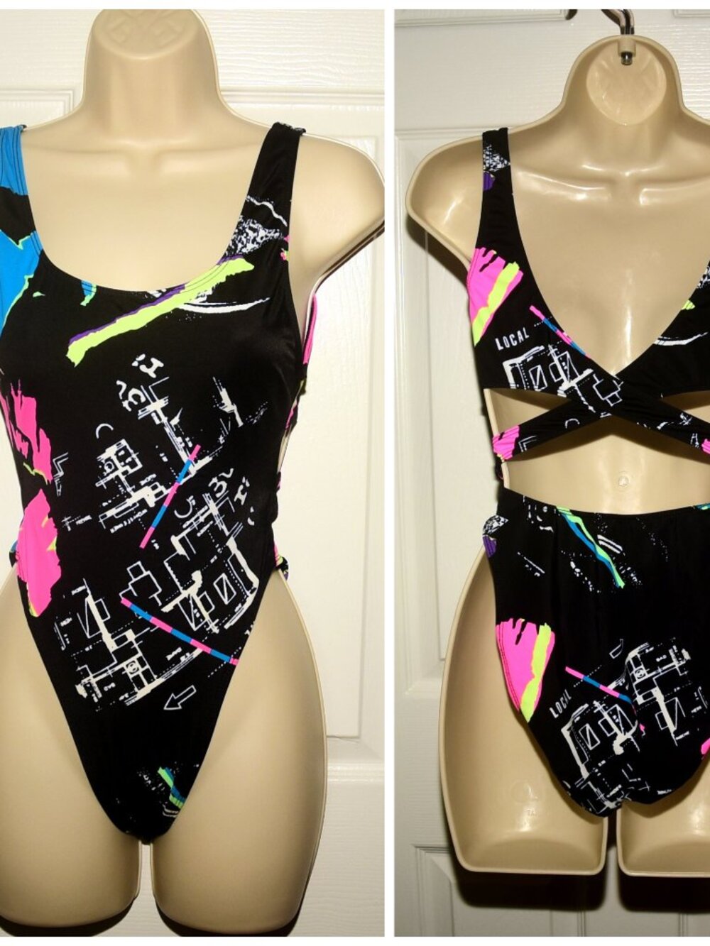 Vintage 80's RARE Jimmy' Z 'Local' Street 1-Piece Swimsuit XXS High Cut USA Made